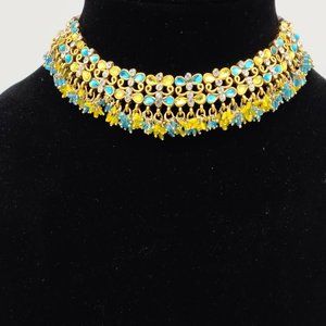 Bollywood Indian Lime Green and Blue Jewelry Set